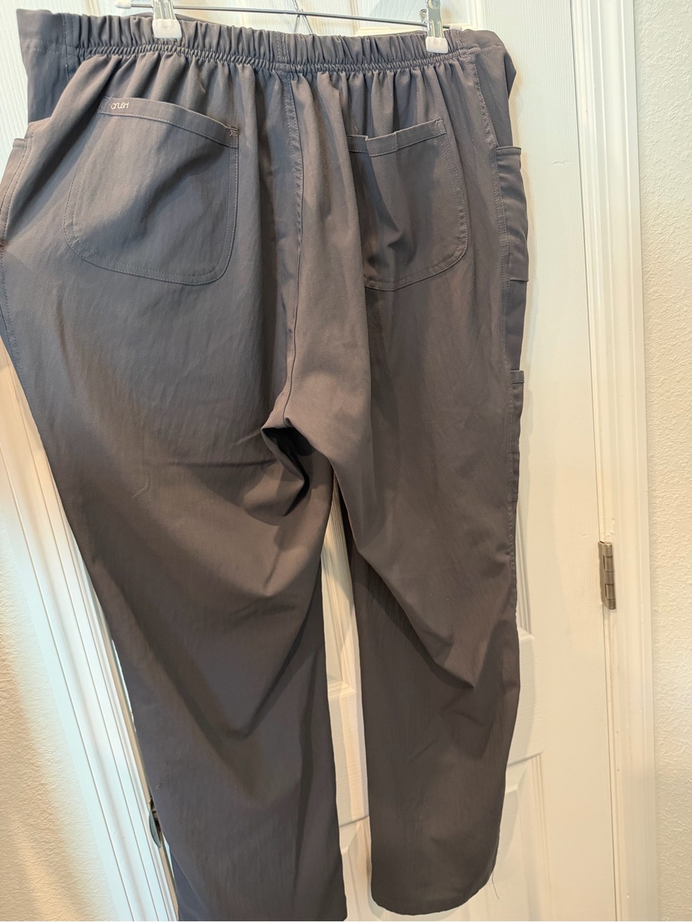 Women's Gray Cargo Scrub Pants with Drawstring Waist - Picture 2 of 2